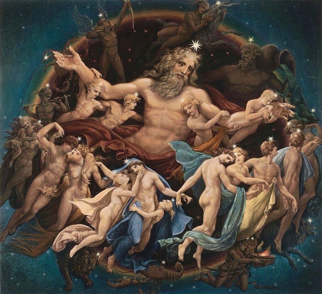 Zdroj: https://commons.wikimedia.org/wiki/File:Karl_Friedrich_Schinkel_-_Uranus_and_the_Dance_of_the_Stars.jpg